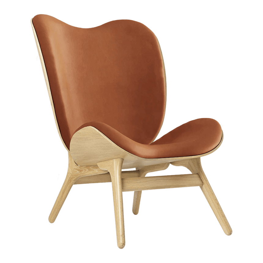 A Conversation Piece bőr magas fotel natúr kerettel