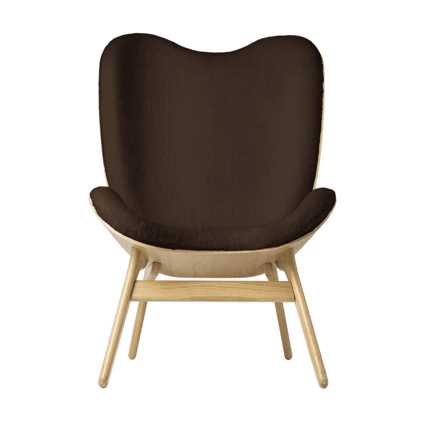 A Conversation Piece műszőrme magas fotel natúr kerettel