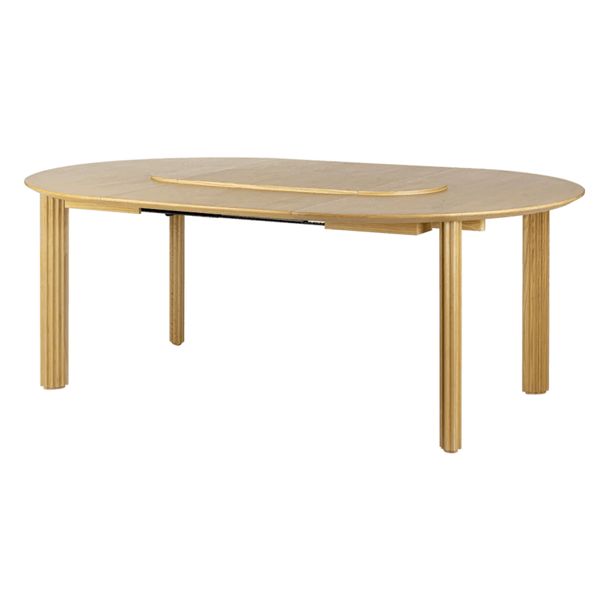 Rippled Comfort Circle extendable wooden table Ø132