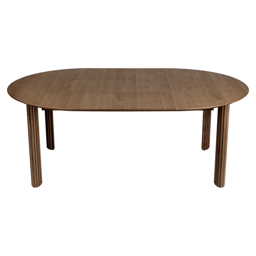 Rippled Comfort Circle extendable wooden table Ø132
