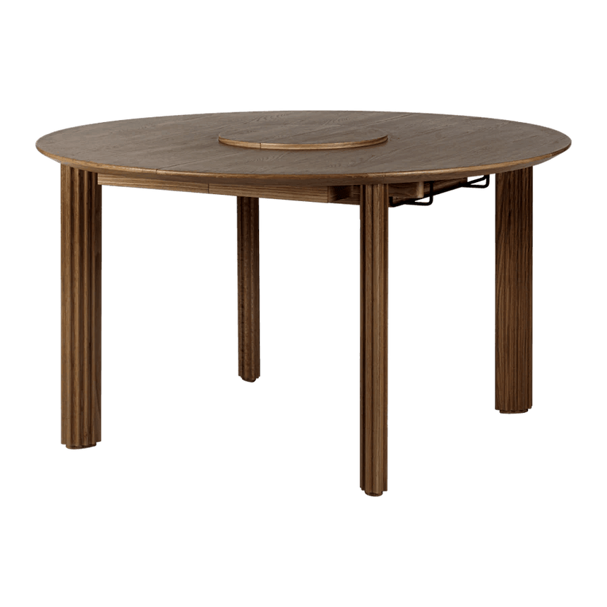 Rippled Comfort Circle extendable wooden table Ø132