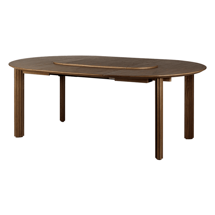 Rippled Comfort Circle extendable wooden table Ø132