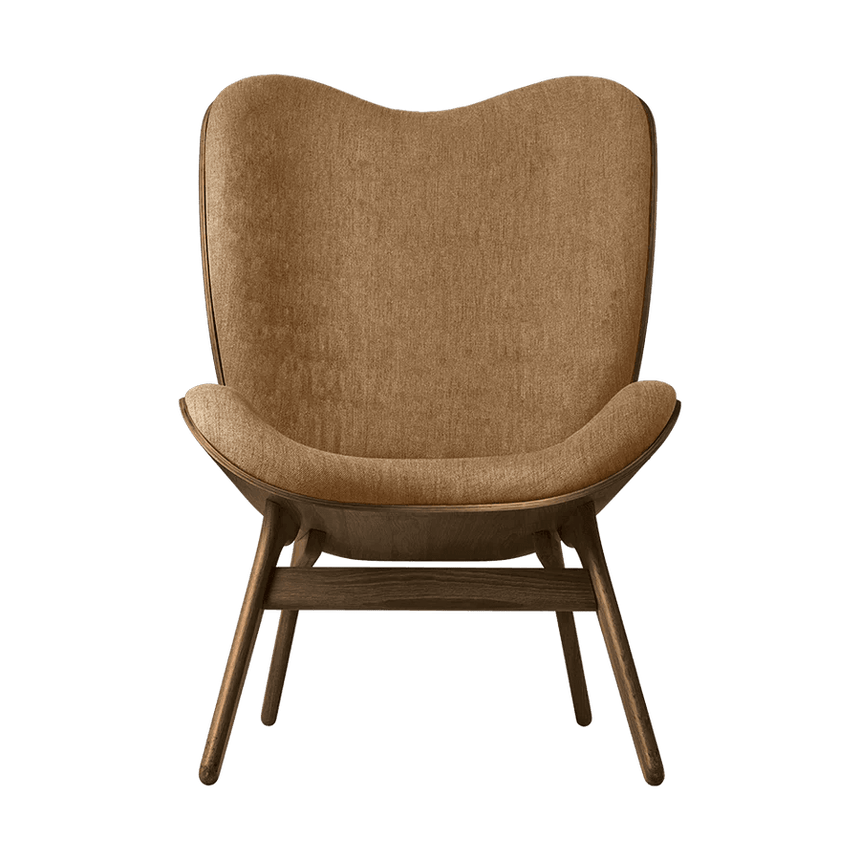 A Conversation Piece szövet magas fotel sötét kerettel