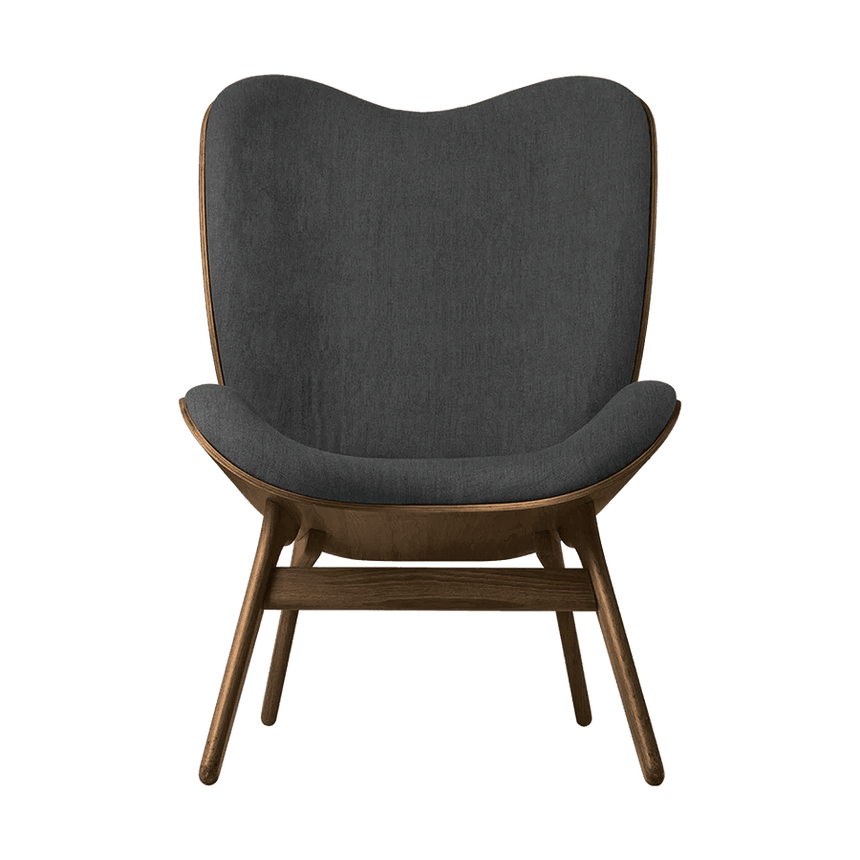 A Conversation Piece szövet magas fotel sötét kerettel