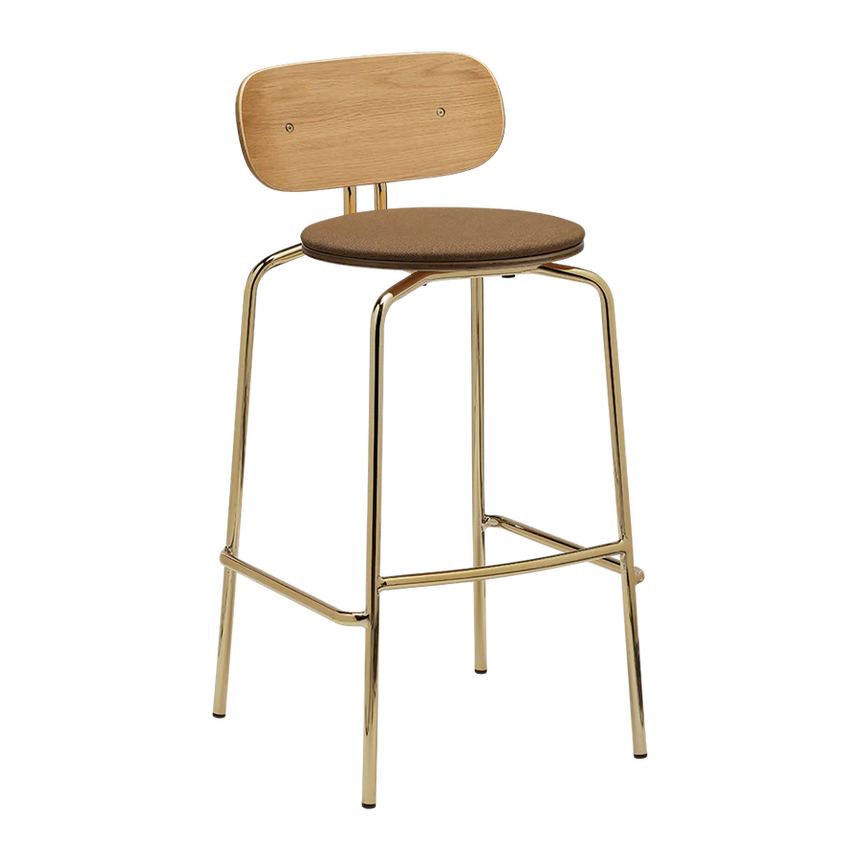 Curious fa bárszék szövet párnával réz lábbal