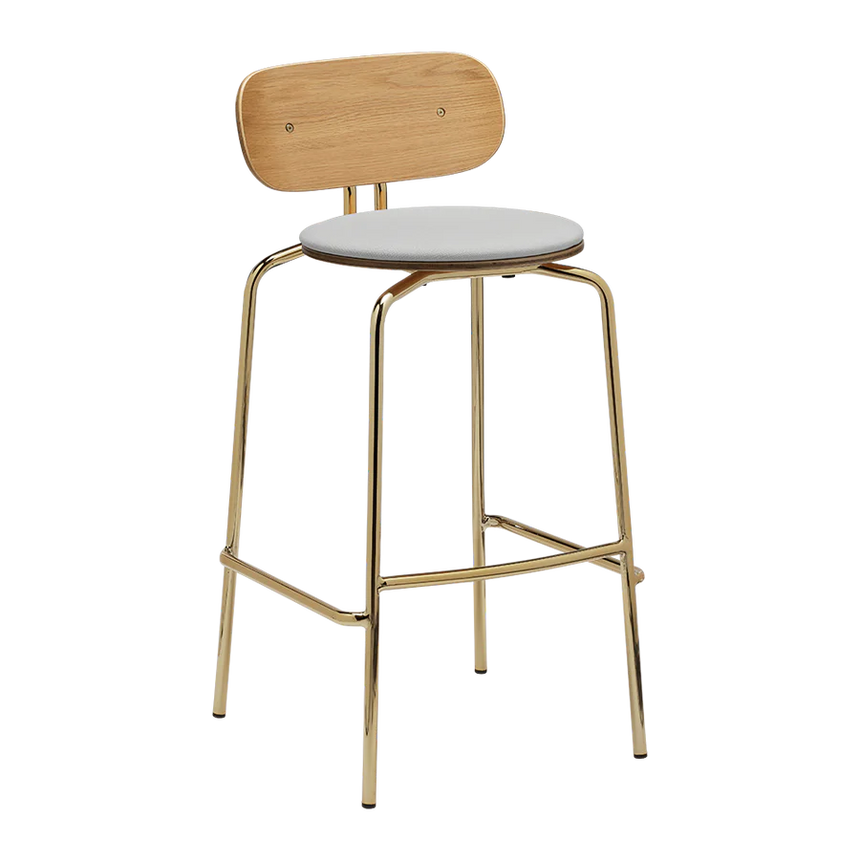 Curious fa bárszék szövet párnával réz lábbal