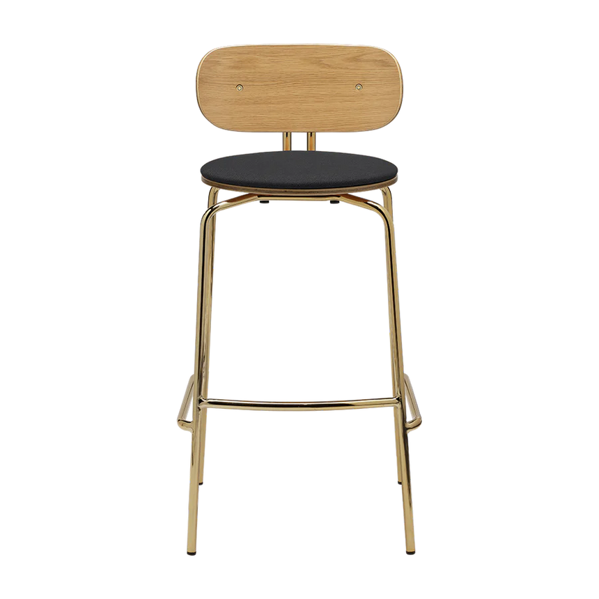 Curious fa bárszék szövet párnával réz lábbal