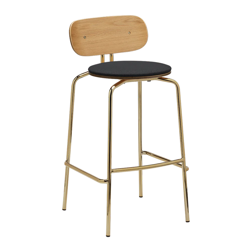 Curious fa bárszék szövet párnával réz lábbal