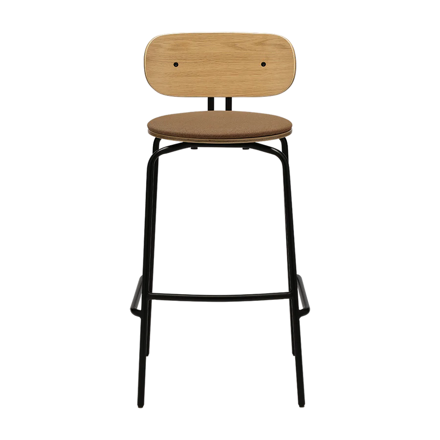 Curious fa bárszék szövet párnával fekete lábbal