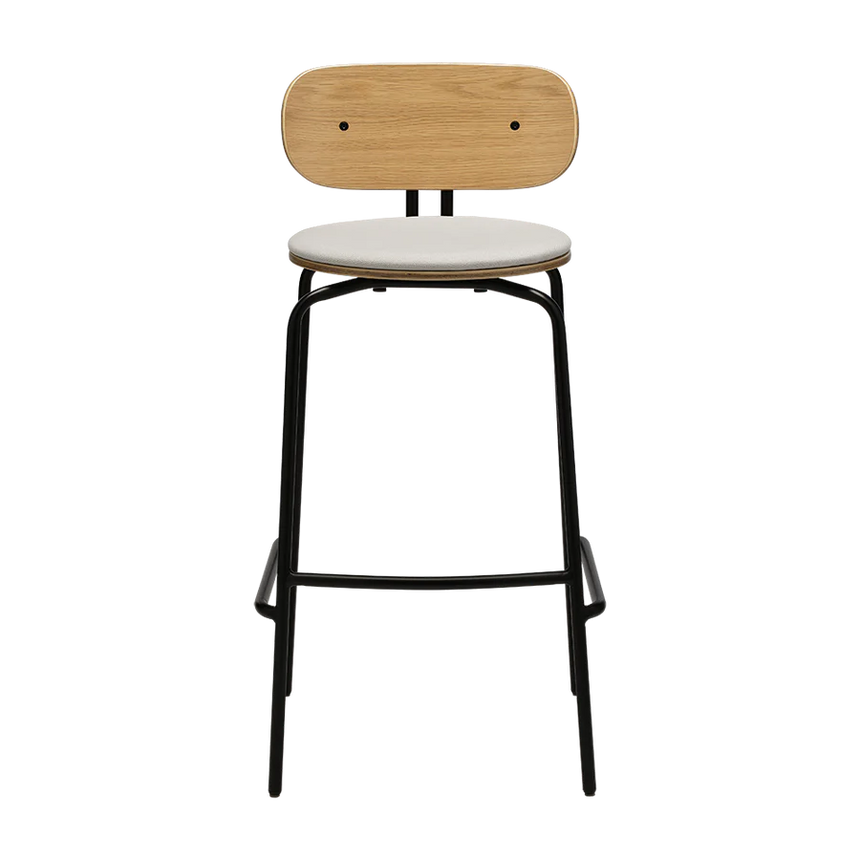 Curious fa bárszék szövet párnával fekete lábbal