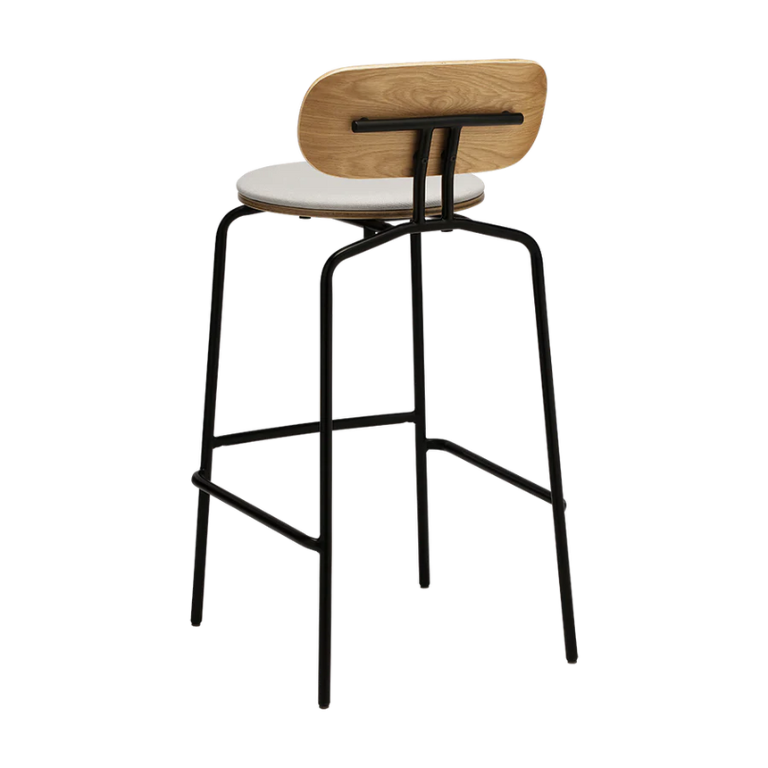 Curious fa bárszék szövet párnával fekete lábbal