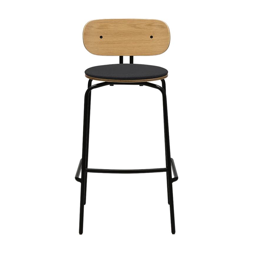 Curious fa bárszék szövet párnával fekete lábbal