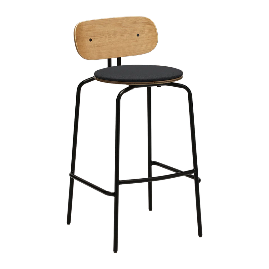 Curious fa bárszék szövet párnával fekete lábbal