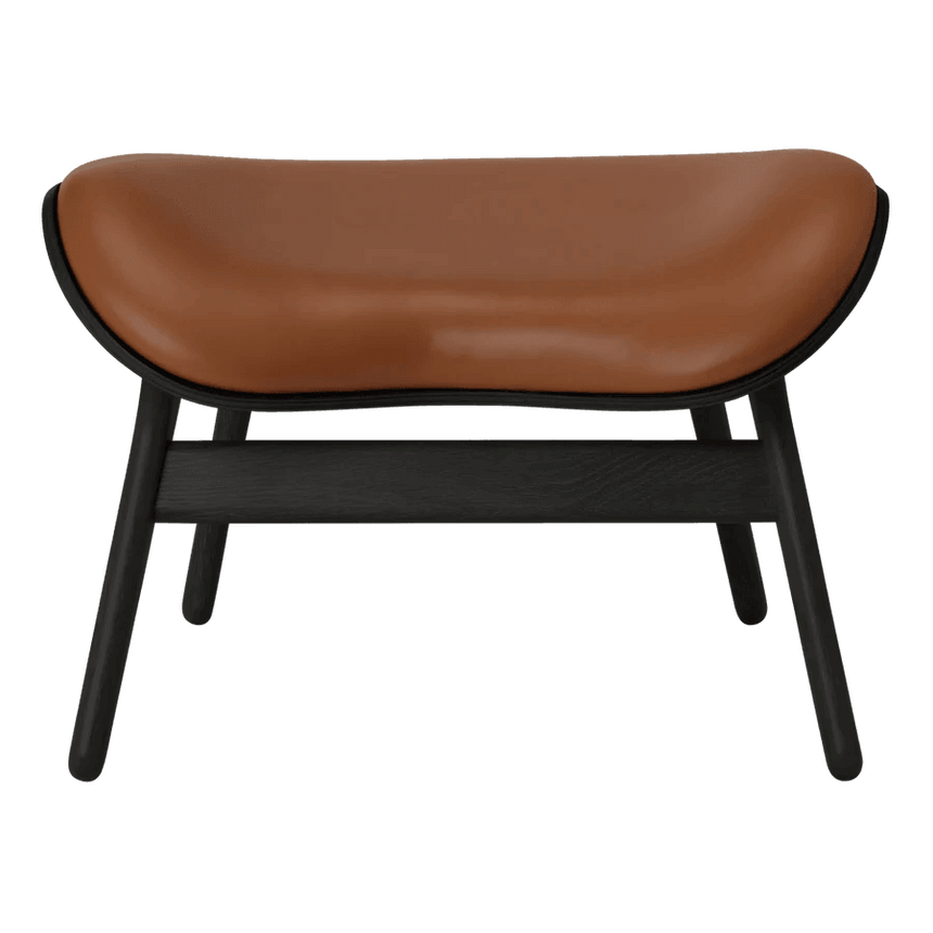 The Conversation Piece leather footstool with black frame