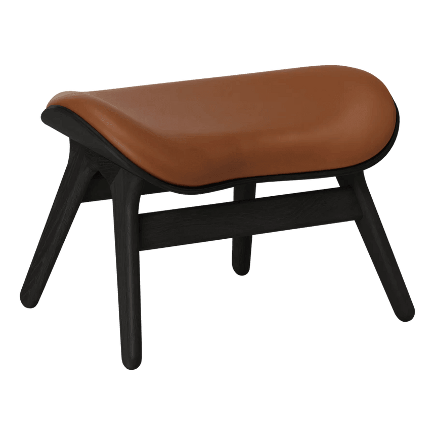 The Conversation Piece leather footstool with black frame