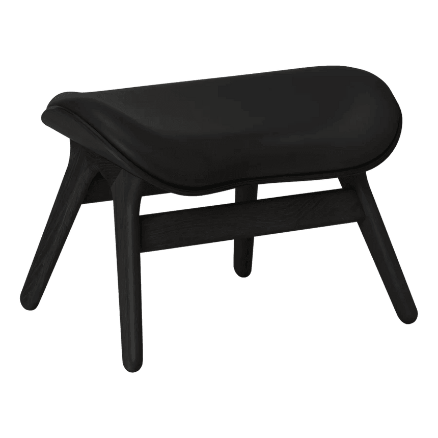 The Conversation Piece leather footstool with black frame