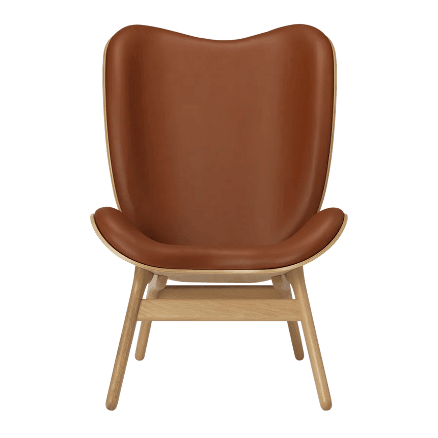 A Conversation Piece bőr magas fotel natúr kerettel