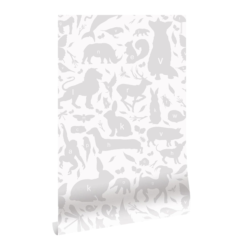Animal alphabet szürke tapéta-0