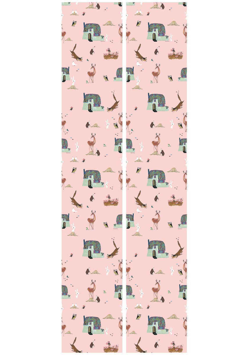 Forest Animals rózsaszín tapéta-1