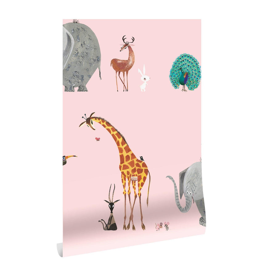 Animal mix rózsaszín tapéta-0