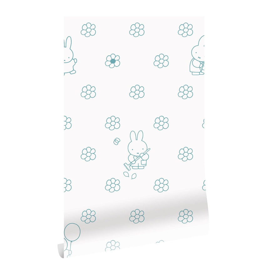 Miffy Flowers kék tapéta-0