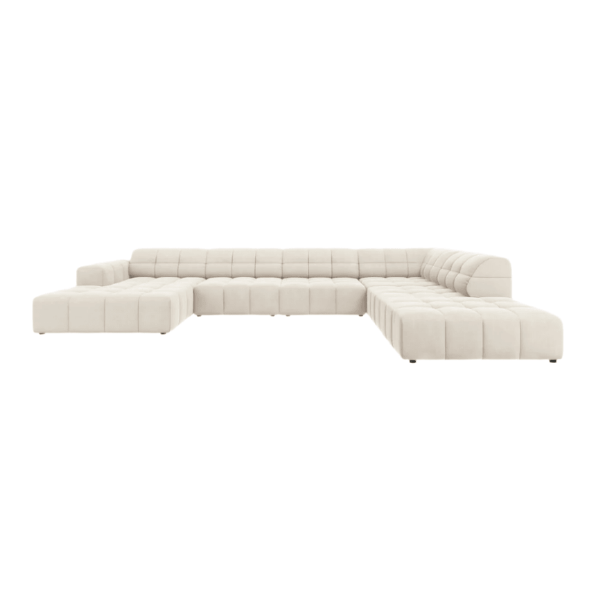Jennifer U-shaped velvet sofa with right corner unit