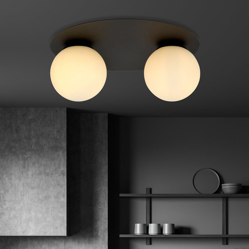 Solar 2 Opal metal ceiling lamp