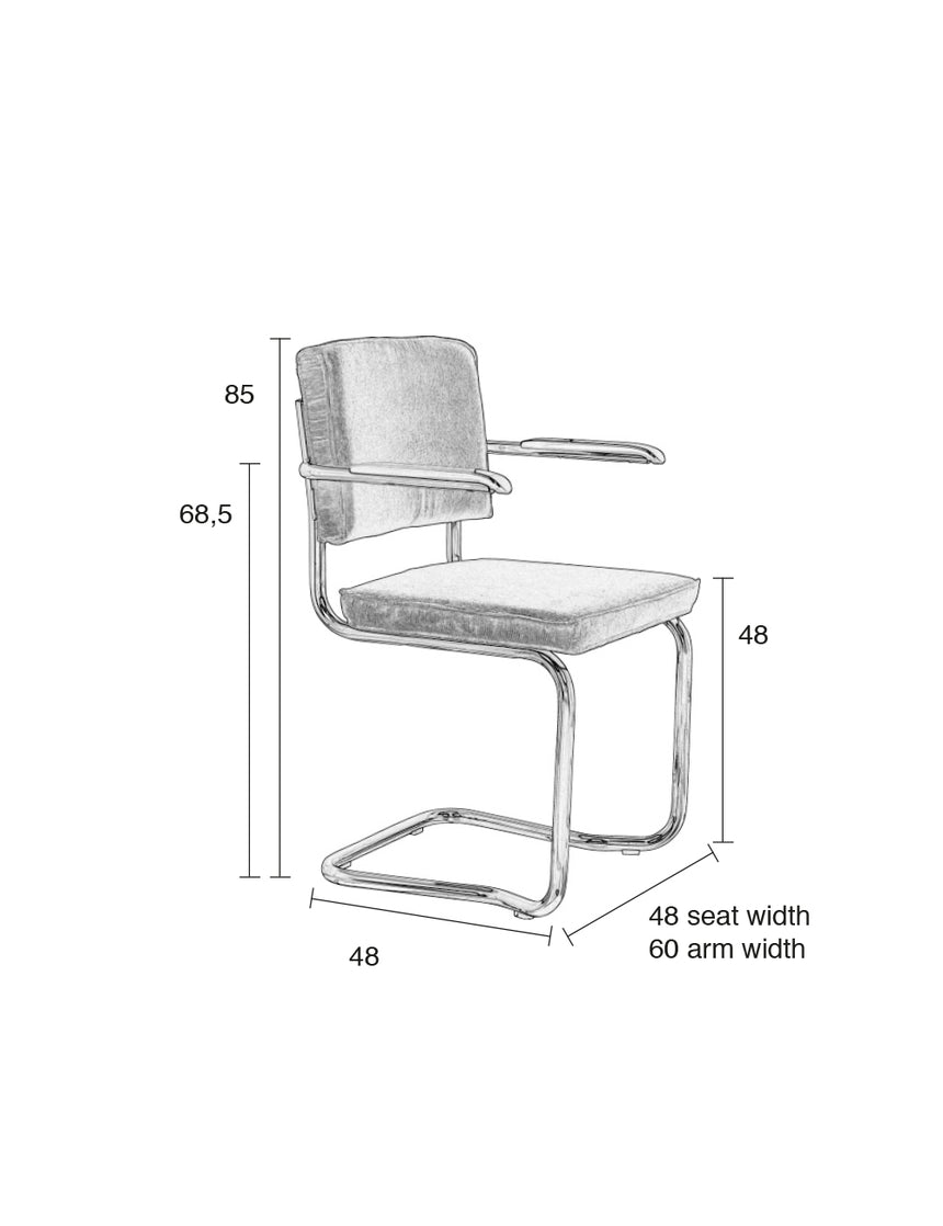Ridge Kink Rib karfás kordbársony szék