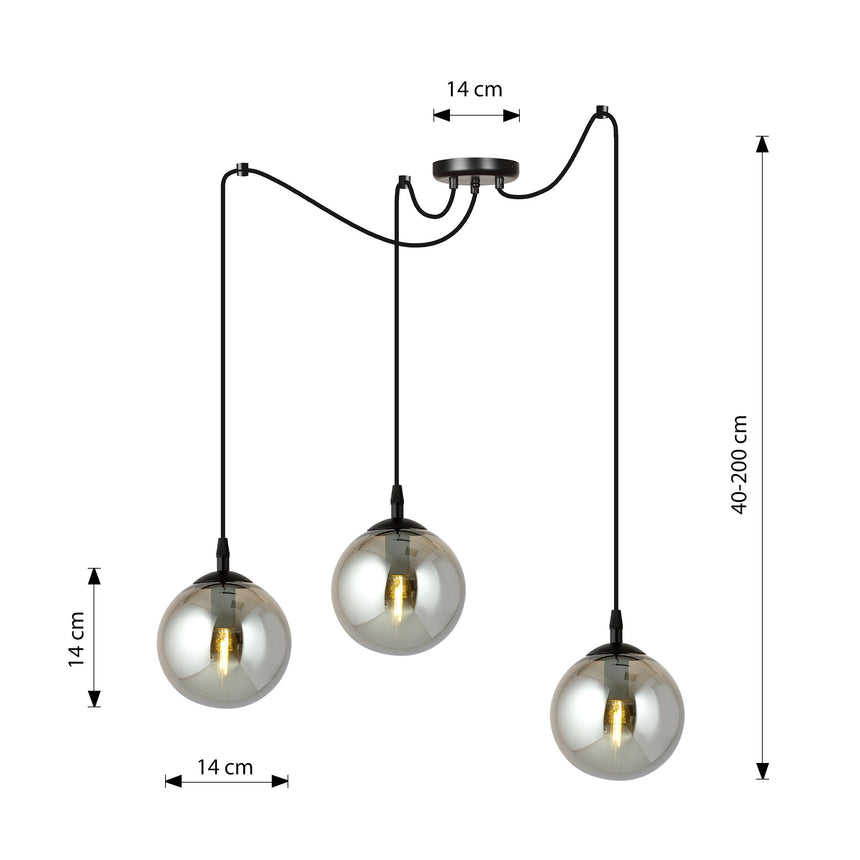Gigi 3 BL üveg függőlámpa