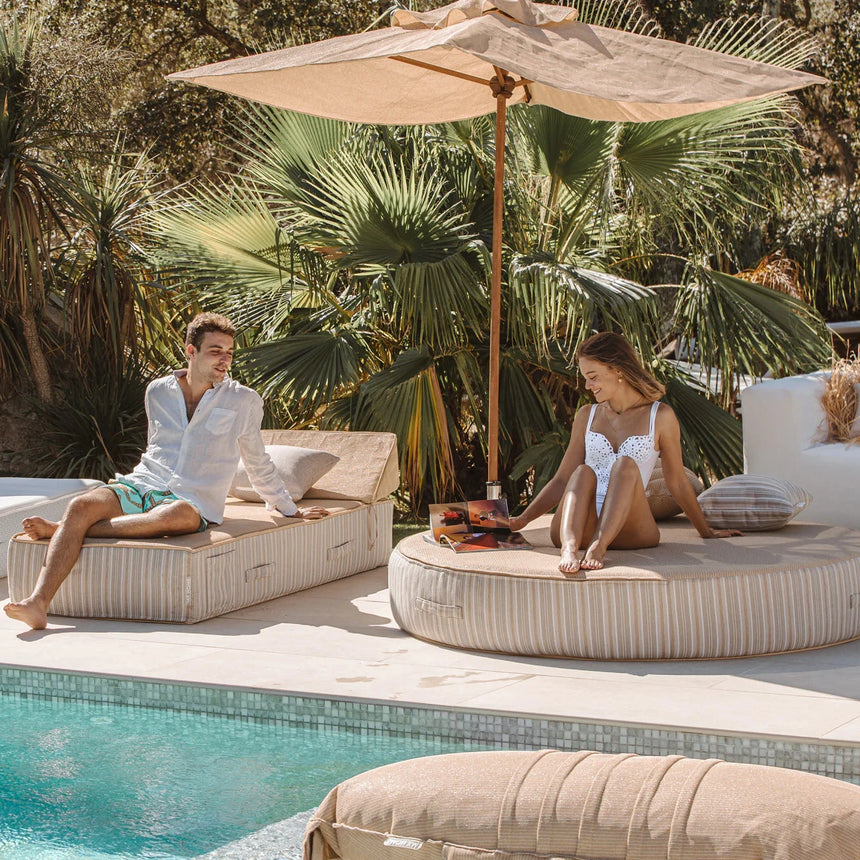 Raffia-effect fabric sun lounger