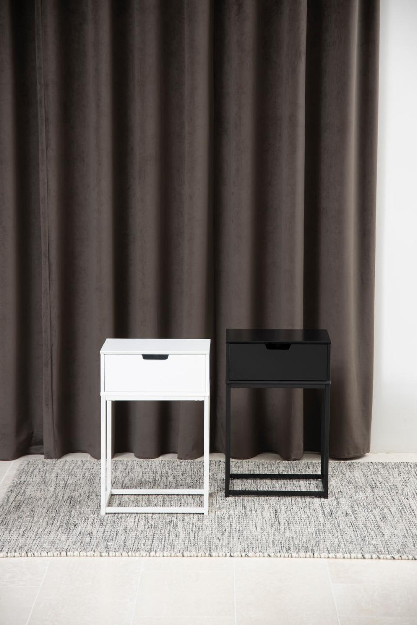 Mitra wooden bedside table with metal legs