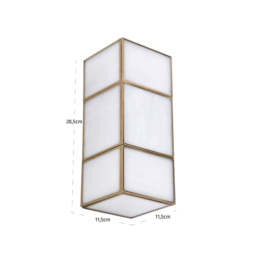 Sofia fali lámpa – Antik sárgaréz és üveg, 28,5 cm