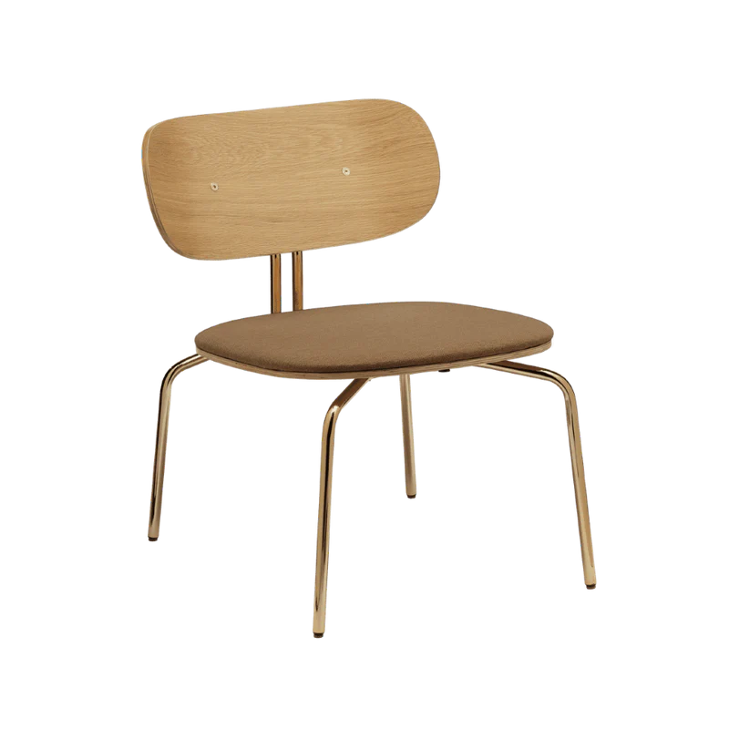 Curious fa fotel szövet párnával réz lábbal