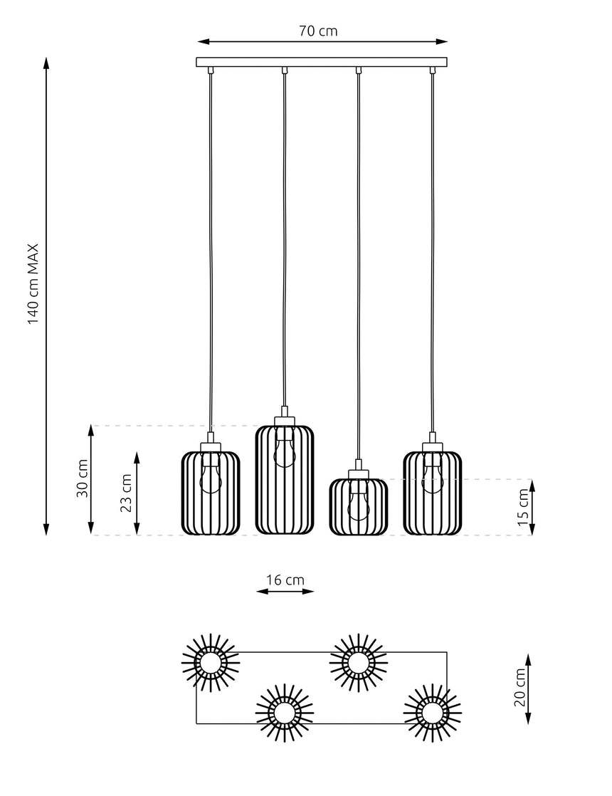 Vander 4 fém függőlámpa