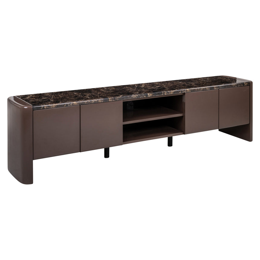Almundi TV szekrény – Csokoládébarna kerámia és MDF, 200 cm