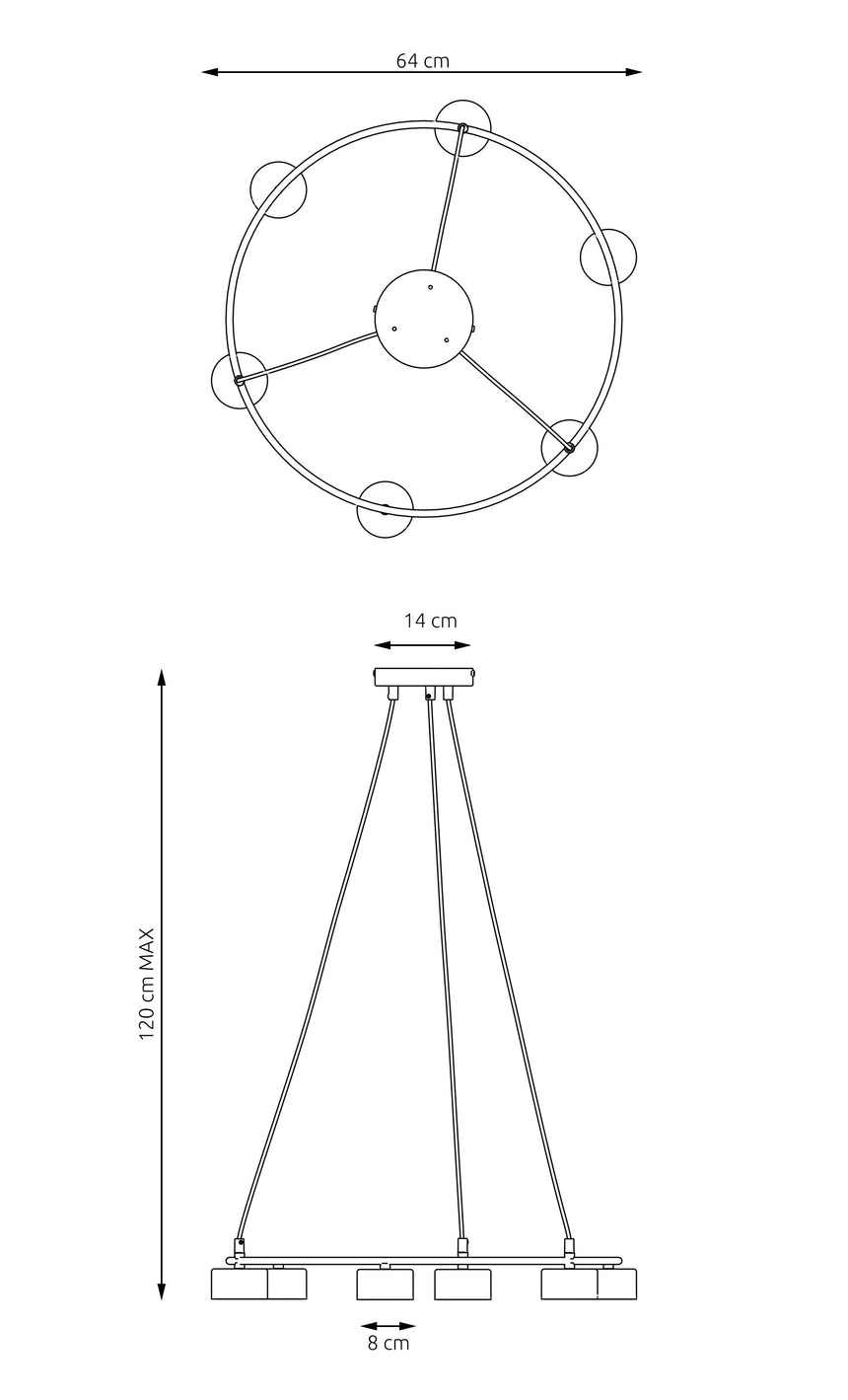 Starlit 6 fém függőlámpa