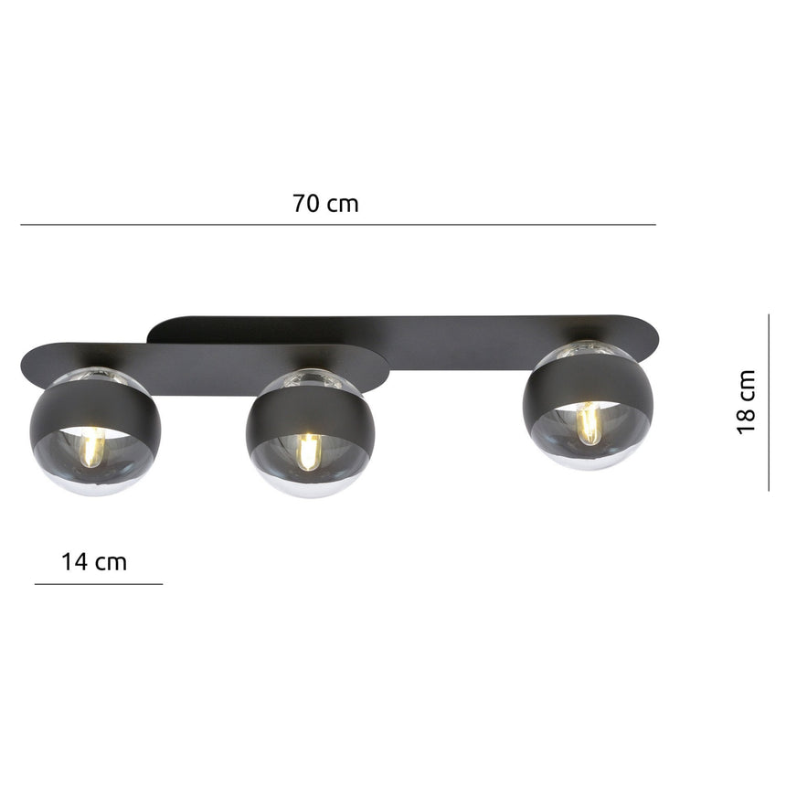 Plaza 3 BL Stripe üveg mennyezeti lámpa