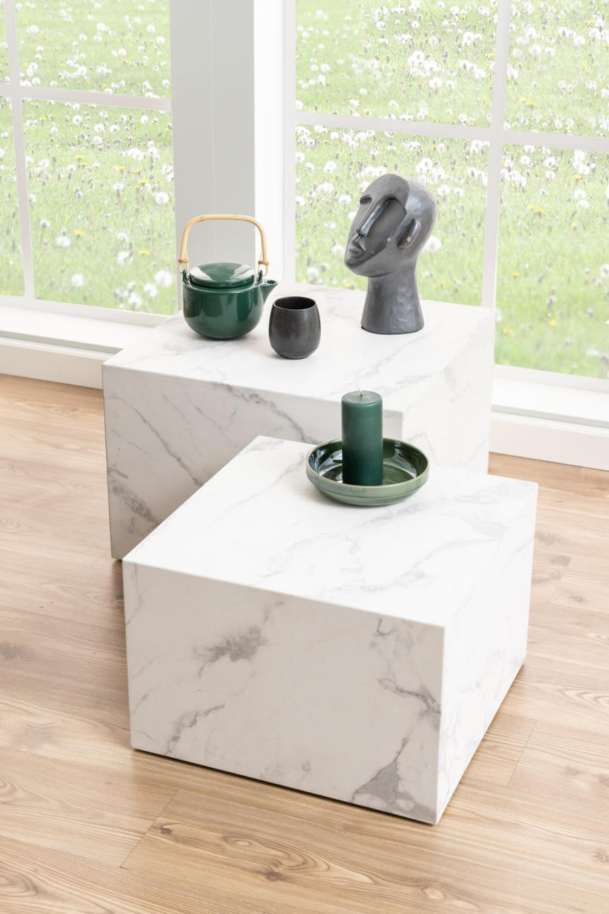 Dice marble effect coffee table set 58x58