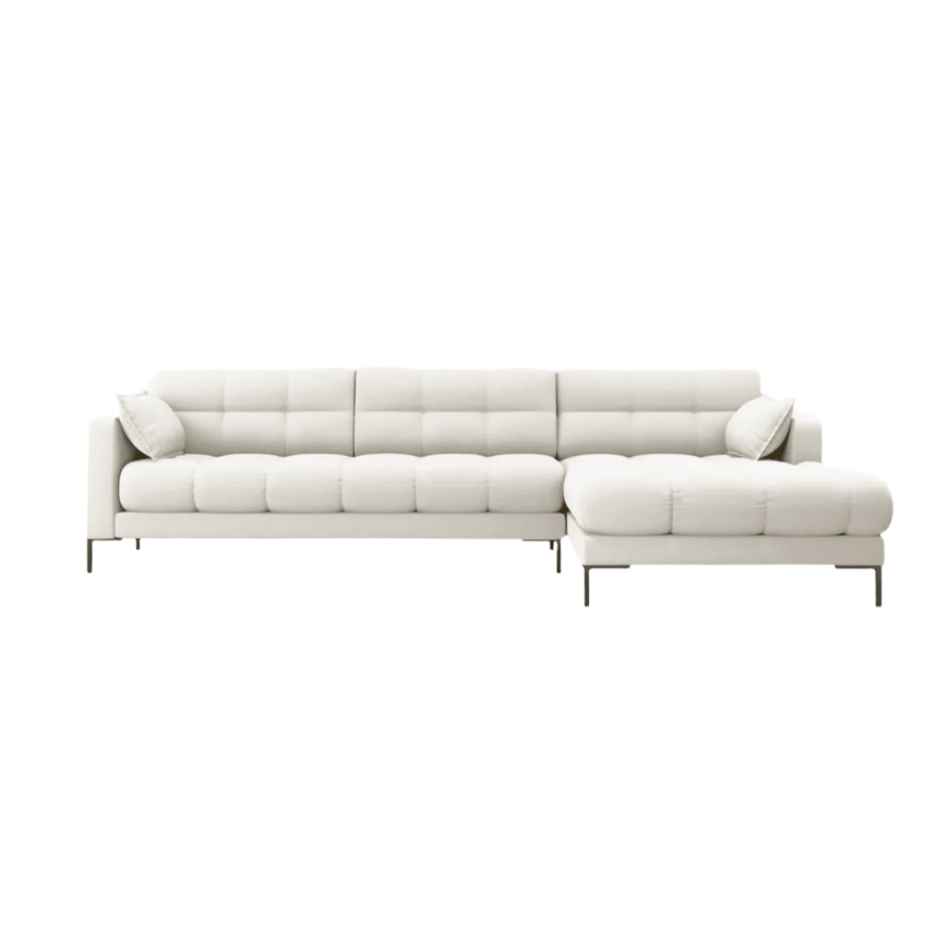 Mamaia jobbos szövet sarokkanapé fekete lábbal