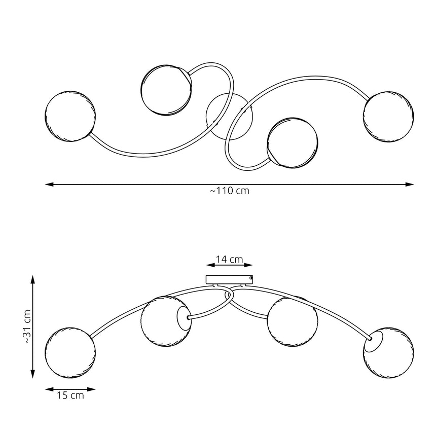 Vibra 4 BL fém mennyezeti lámpa