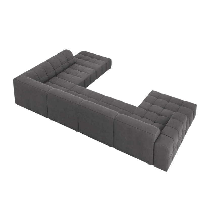 Jennifer U-shaped velvet sofa with right corner unit