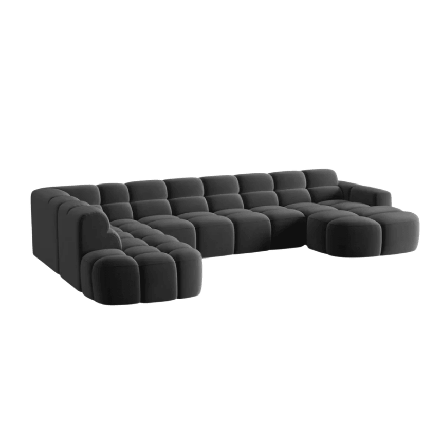 Lisa U-shaped velvet sofa with left corner unit