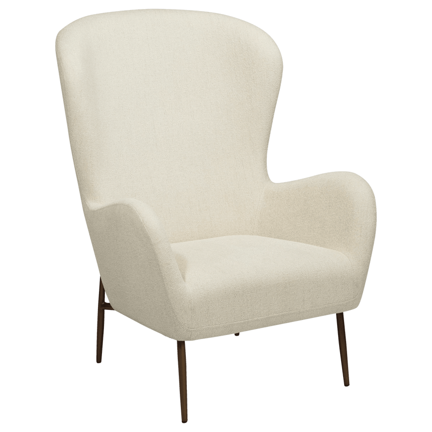 Glam bouclé high armchair with antique legs