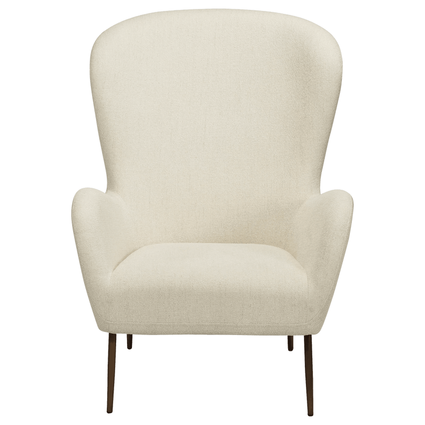 Glam bouclé high armchair with antique legs