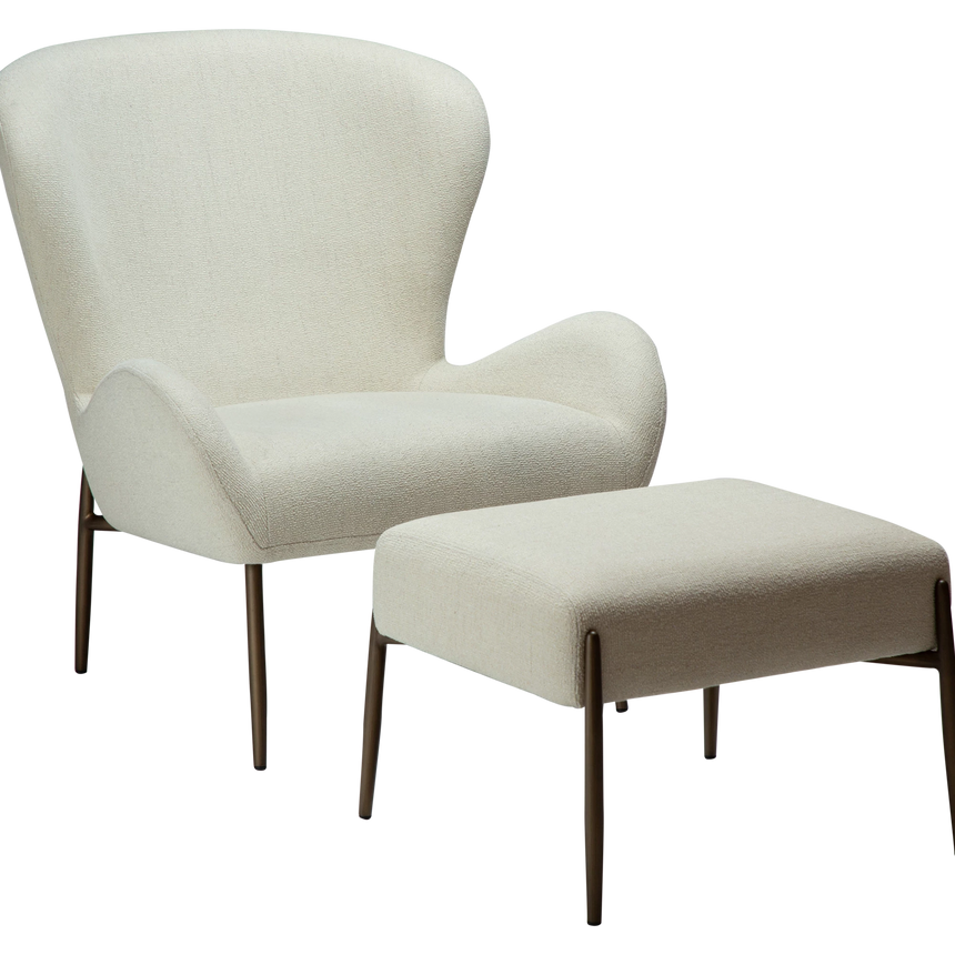 Glam bouclé armchair with black legs