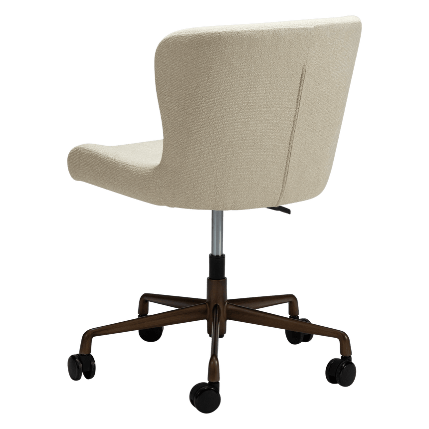 Glam bouclé rolling chair with antique legs