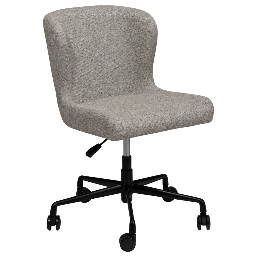 Glam bouclé rolling chair with black legs