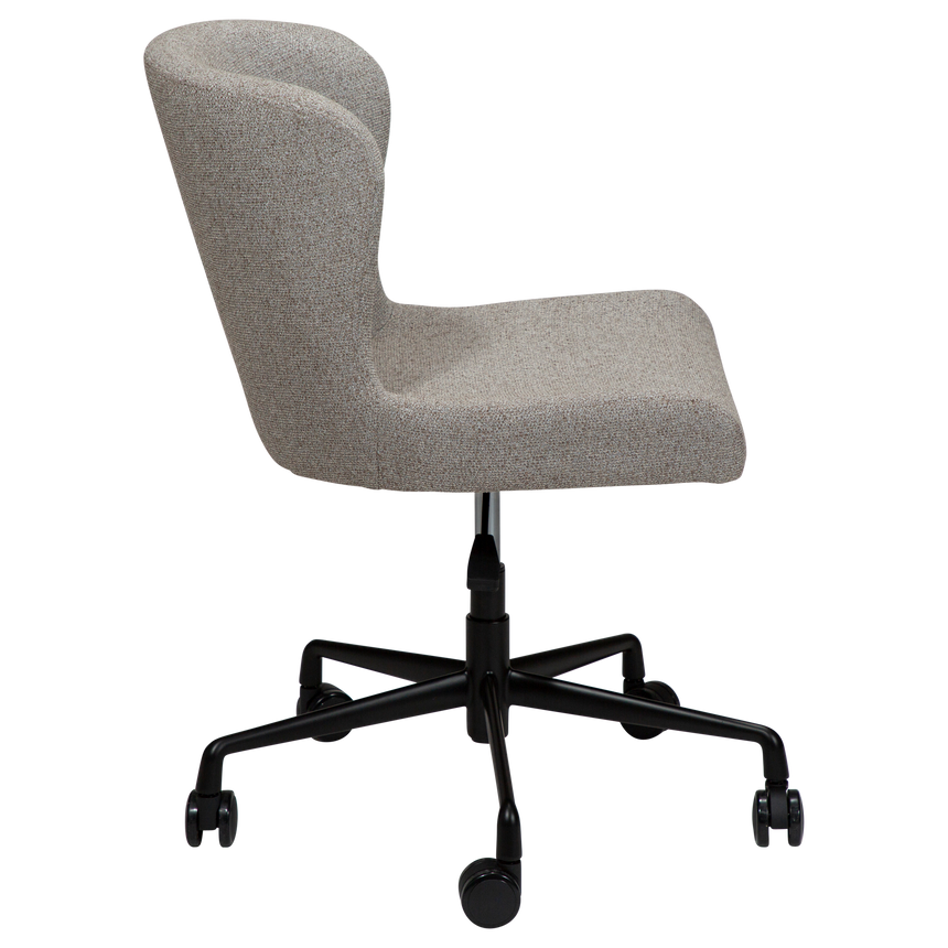 Glam bouclé rolling chair with black legs