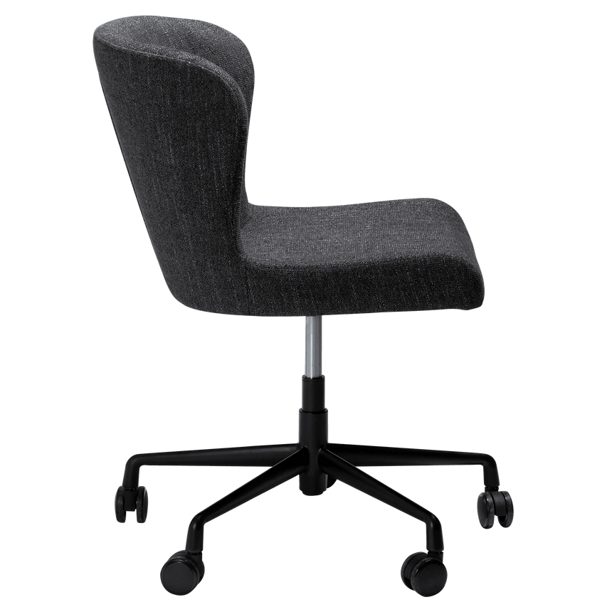 Glam bouclé rolling chair with black legs