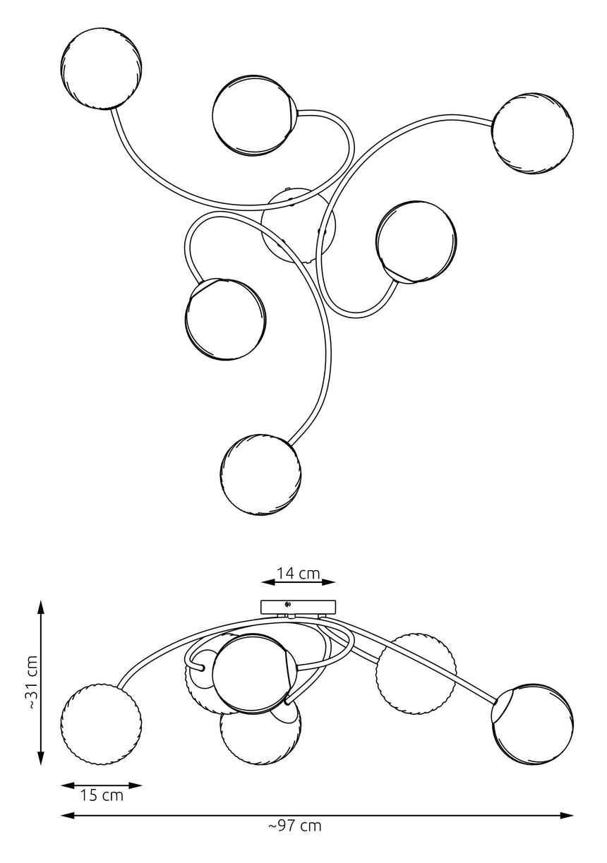 Vibra 6 BL fém mennyezeti lámpa